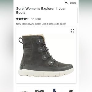 Size 6 sorel women’s boot explorer joan style